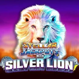 Stellar Jackpots with Silver Lion online game logo by Lightning Box Game on betmaze.eu